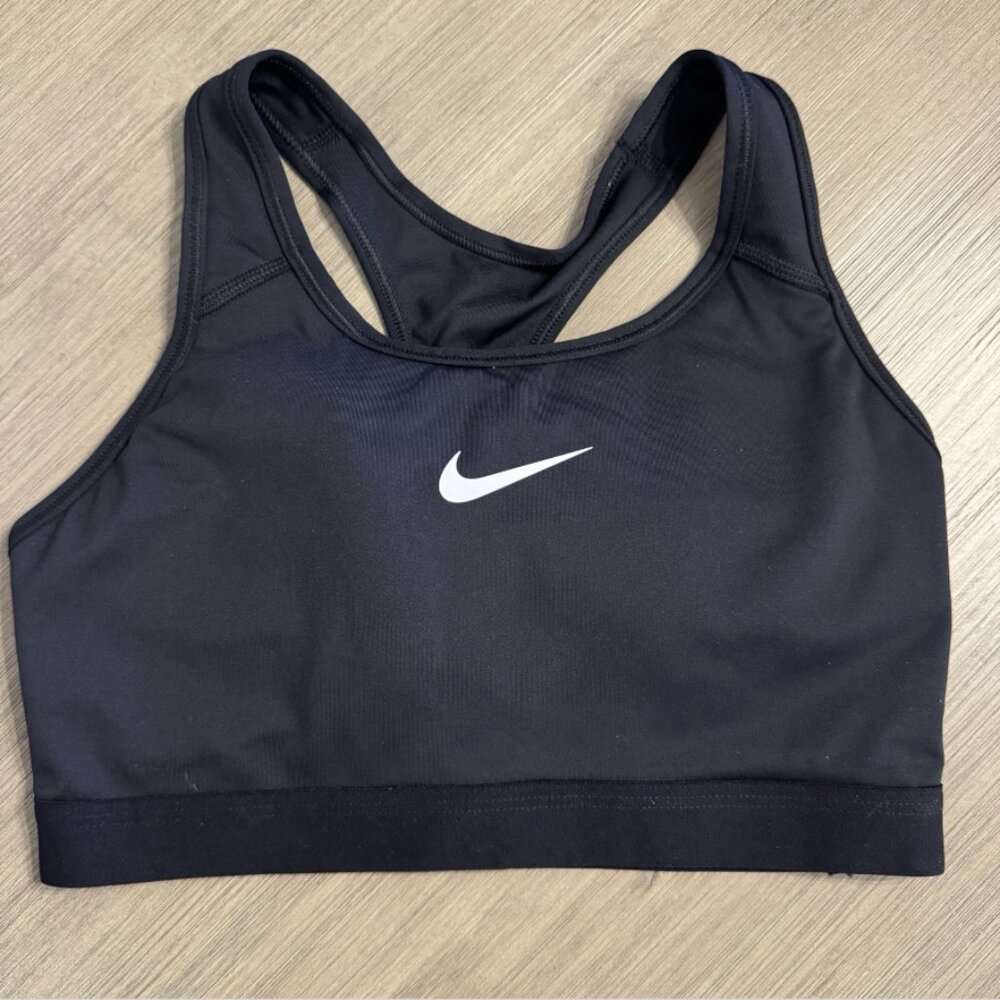 Nike Dri Fit Womens Sports Bra Medium Black Logo Racerback
